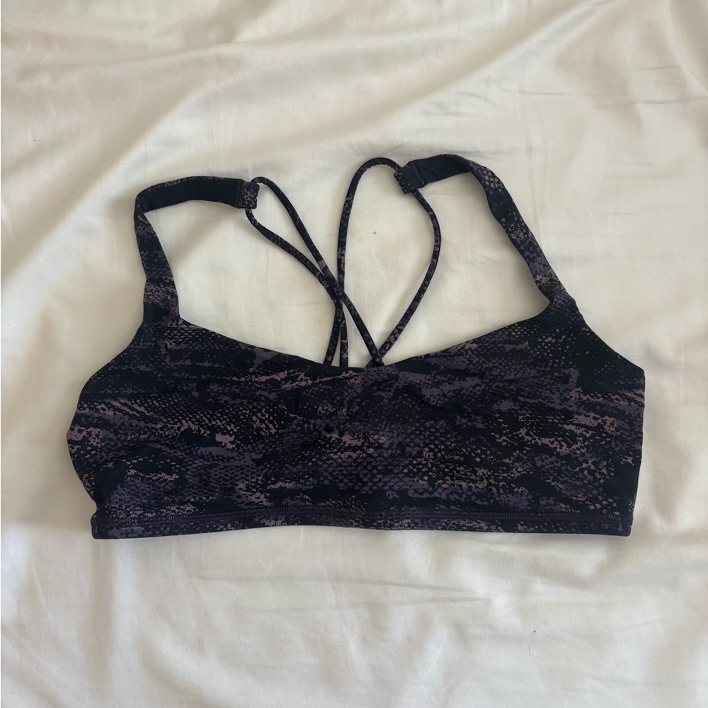 Lululemon Athletica Black and Purple Patterned Sports Bra